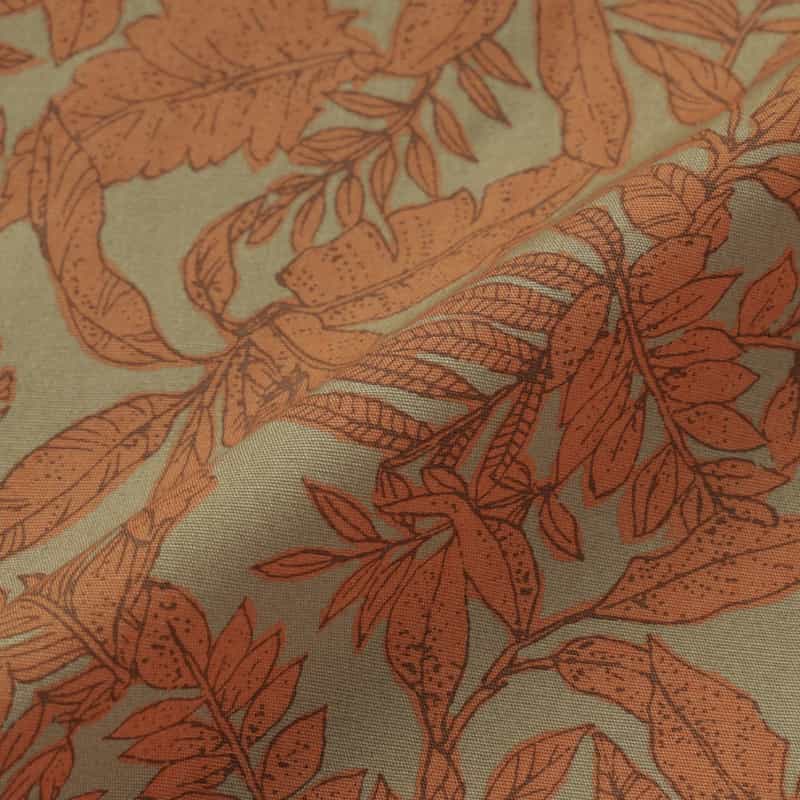 BARNEYS NEW YORK リーフ柄オープンカラーシャツ ORANGE