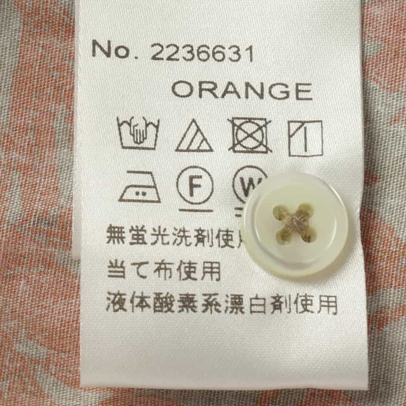 BARNEYS NEW YORK リーフ柄オープンカラーシャツ ORANGE