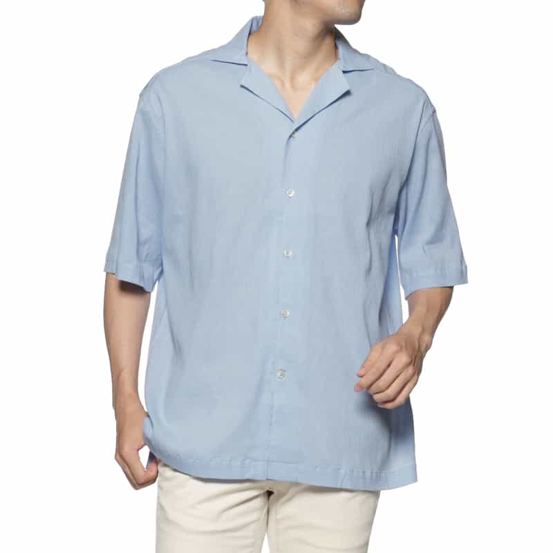 BARNEYS NEW YORK オープンカラーシャツ BLUE