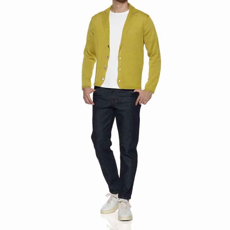 BARNEYS NEW YORK 襟付きニットカーディガン LT GREEN