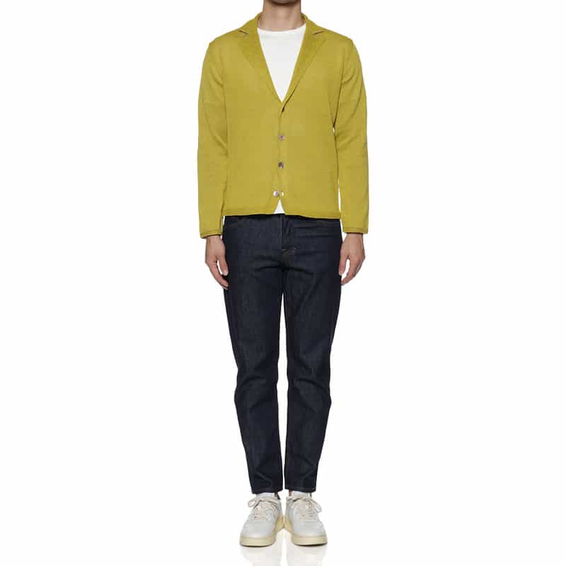 BARNEYS NEW YORK 襟付きニットカーディガン LT GREEN