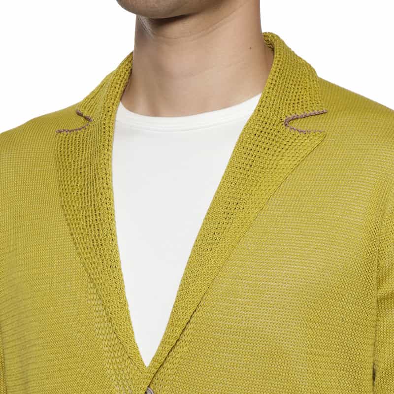 BARNEYS NEW YORK 襟付きニットカーディガン LT GREEN