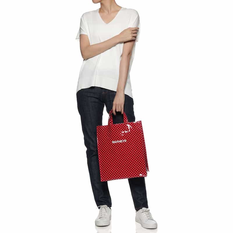 BARNEYS NEW YORK "BARNEYS" ロゴ入りPVCトートバッグ RED