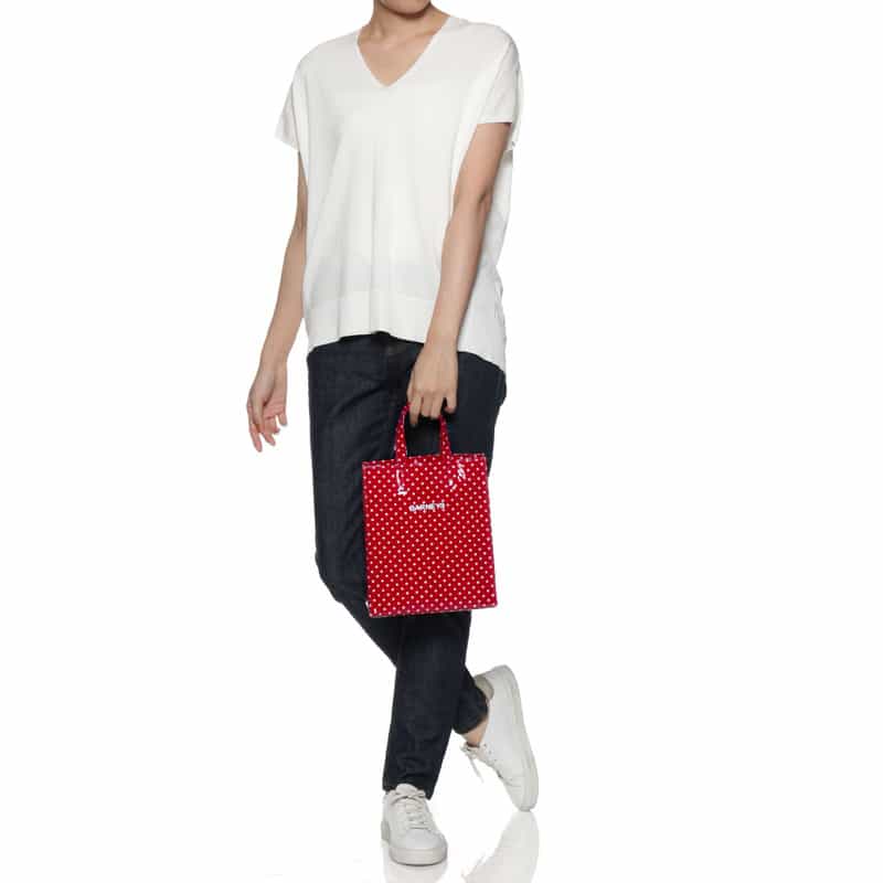 BARNEYS NEW YORK "BARNEYS" ロゴ入りPVCミニトートバッグ RED