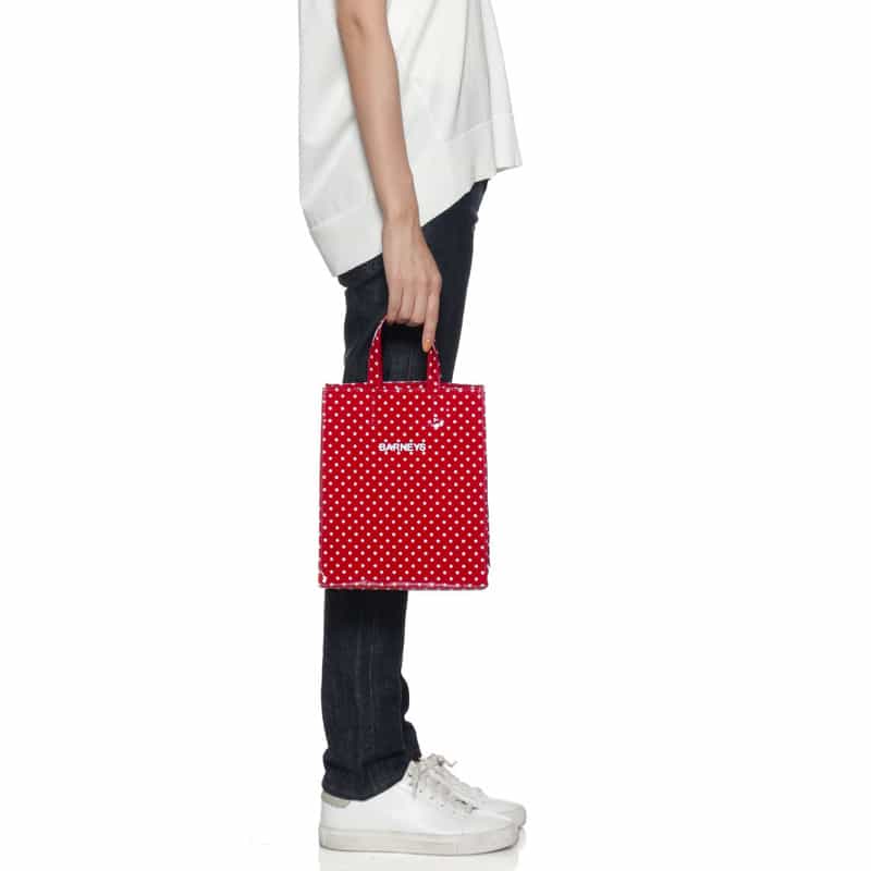 BARNEYS NEW YORK "BARNEYS" ロゴ入りPVCミニトートバッグ RED