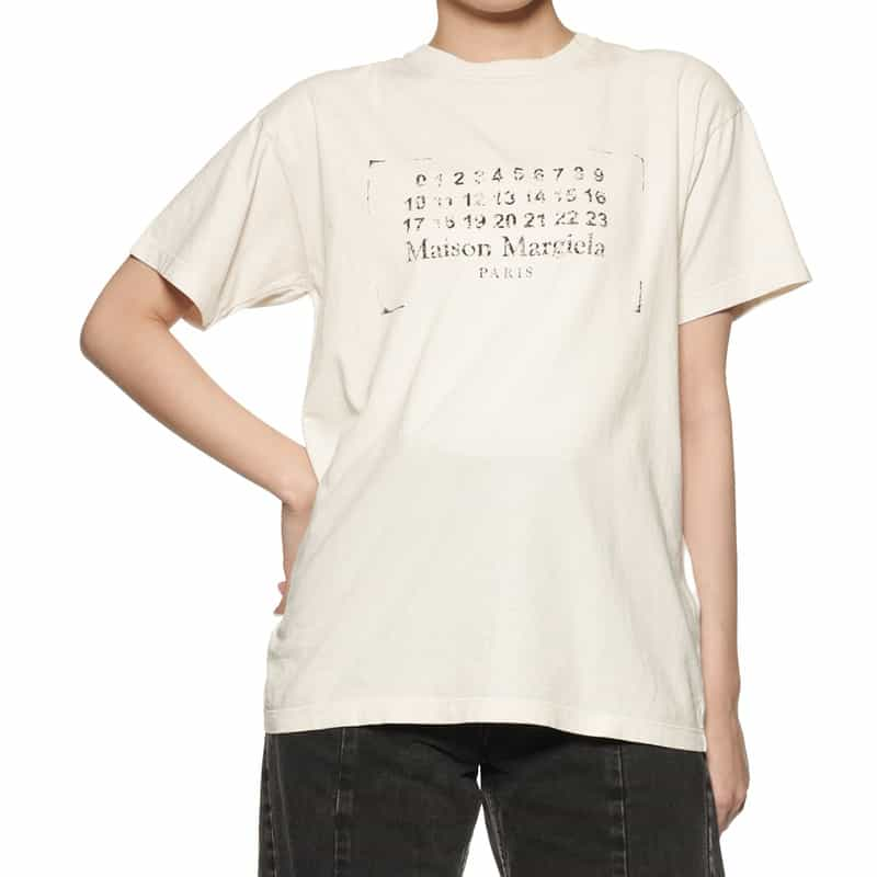 MAISON MARGIELA カレンダータグ プリントTシャツ IVORY