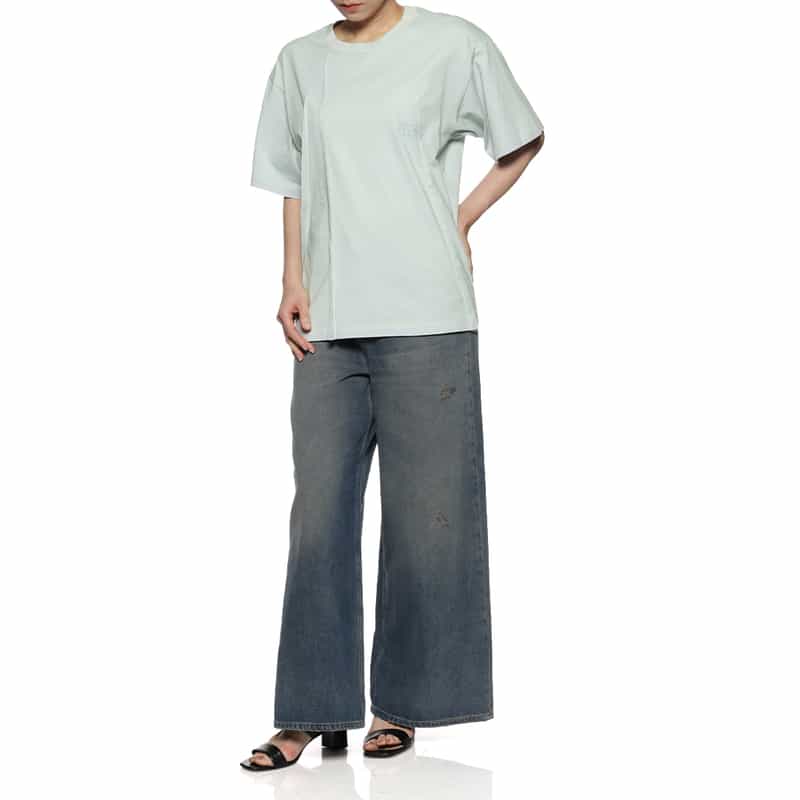 MM6 MAISON MARGIELA プリーツデザインTシャツ LT BLUE