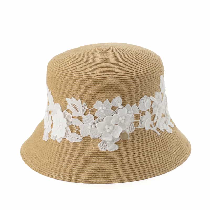 ATHENA NEW YORK フラワーレースラフィアハット "ANNABEL" WHITE