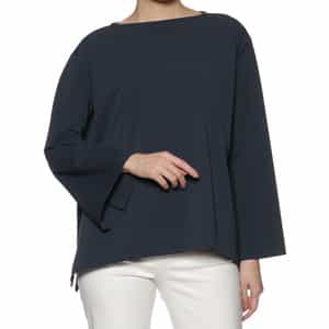 ウォッシャブル バックティアドロップ  ボートネックブラウス