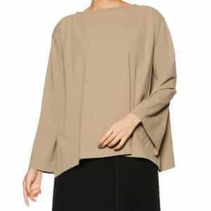 ウォッシャブル バックティアドロップ  ボートネックブラウス