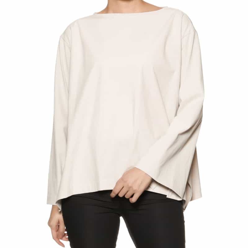BARNEYS NEW YORK ウォッシャブル バックティアドロップ  ボートネックブラウス LT GRAY