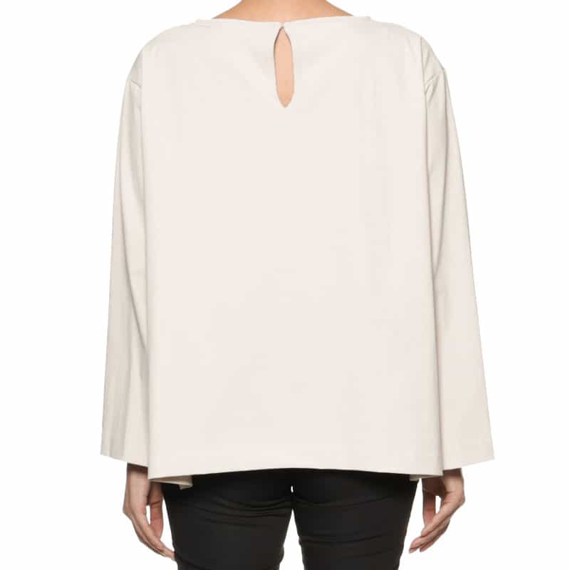 BARNEYS NEW YORK ウォッシャブル バックティアドロップ  ボートネックブラウス LT GRAY