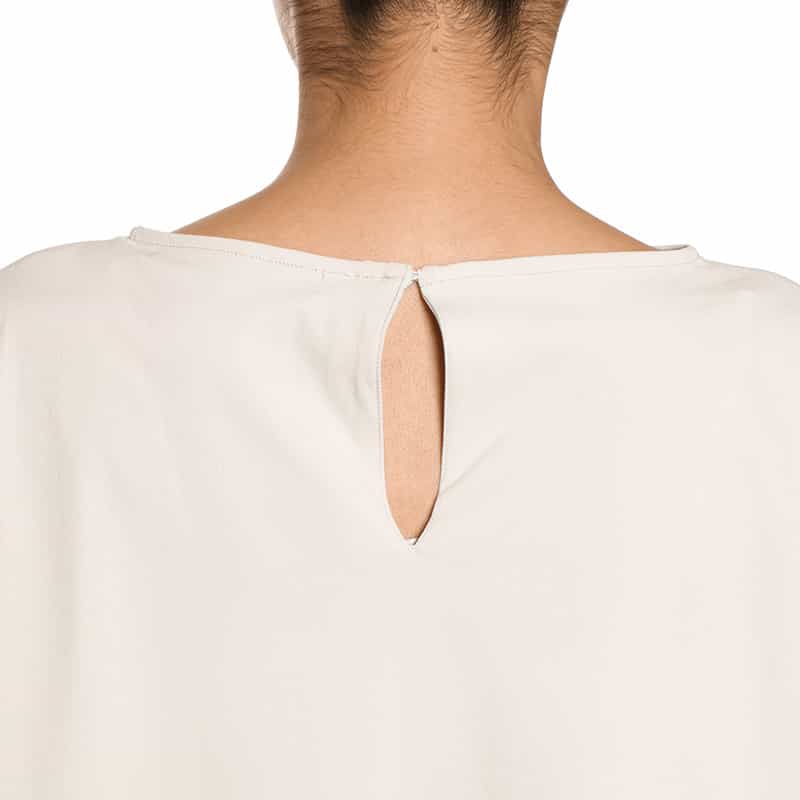 BARNEYS NEW YORK ウォッシャブル バックティアドロップ  ボートネックブラウス LT GRAY