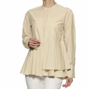 ウォッシャブル アシンメトリー フレアブラウス