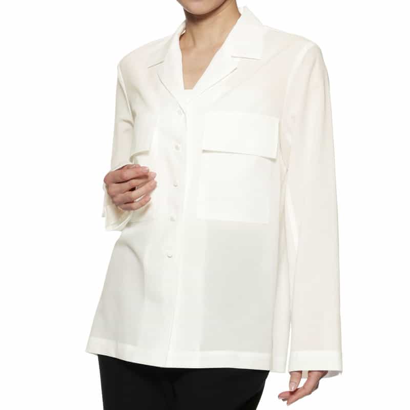 BARNEYS NEW YORK ウォッシャブル シアー シャツジャケット WHITE