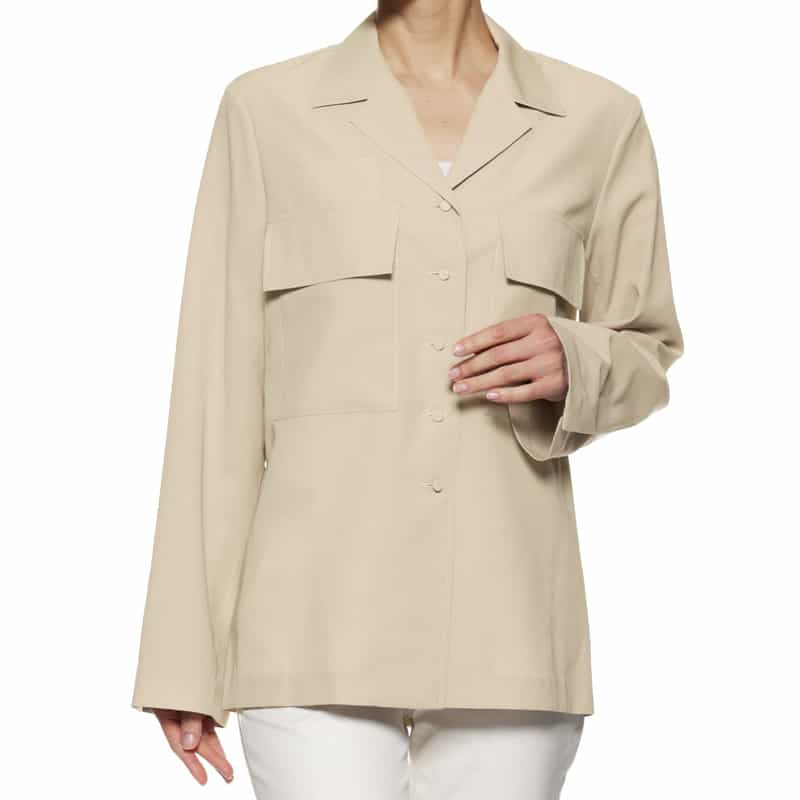 BARNEYS NEW YORK ウォッシャブル シアー シャツジャケット BEIGE