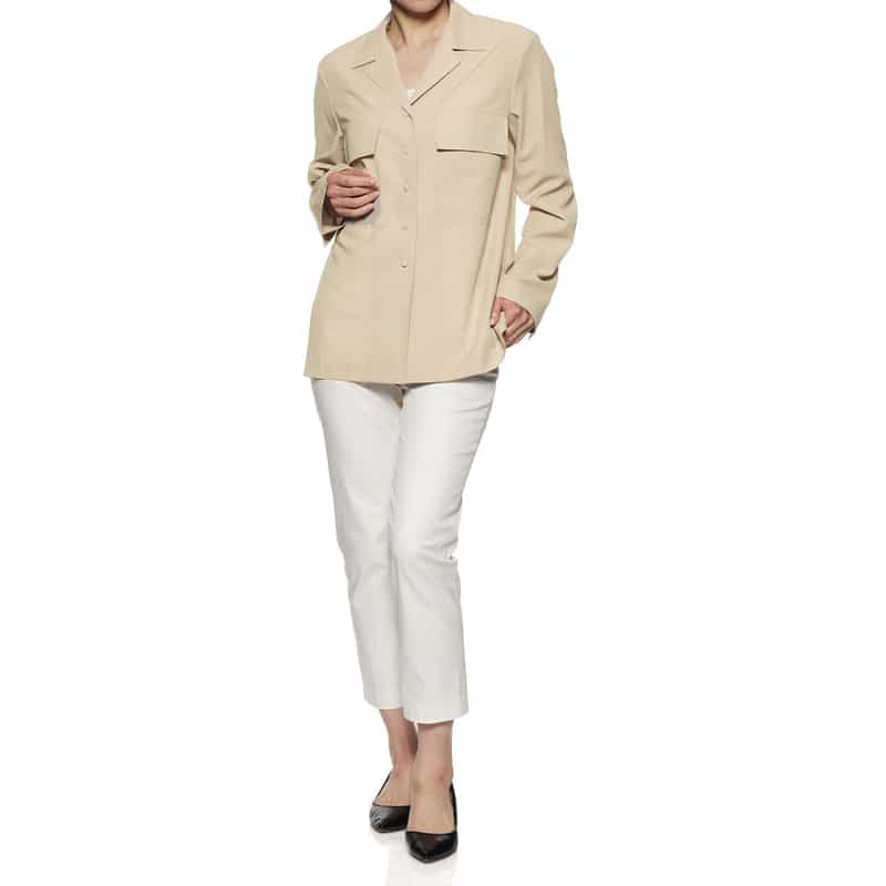 BARNEYS NEW YORK ウォッシャブル シアー シャツジャケット BEIGE