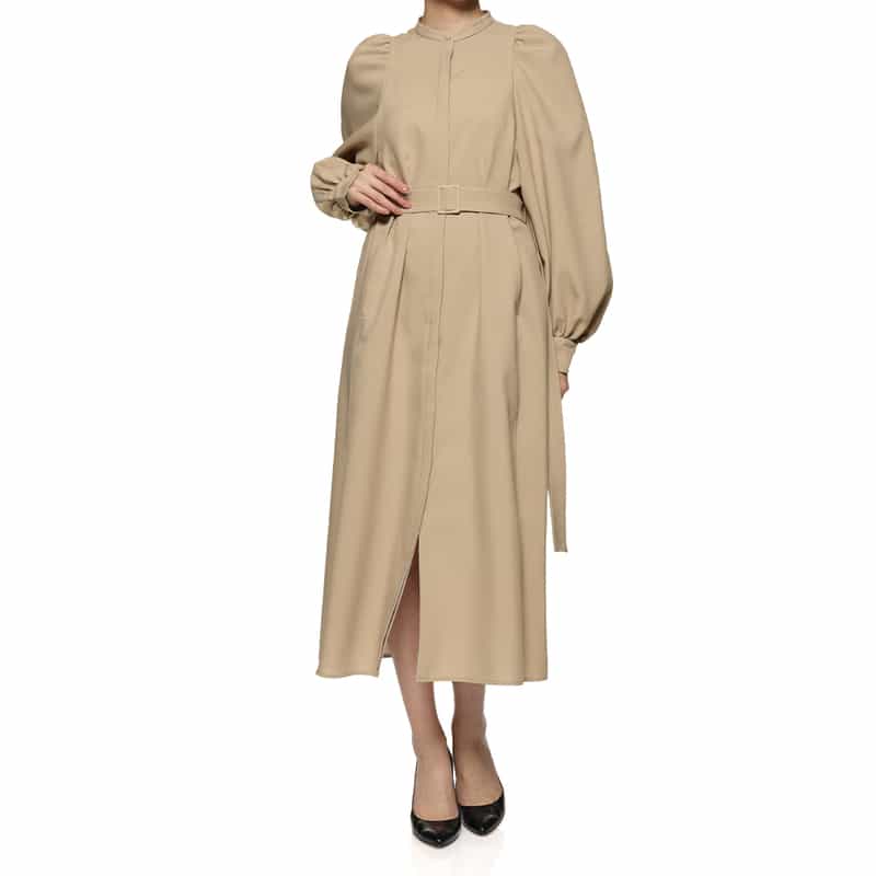 ウォッシャブル スタンドカラードレス