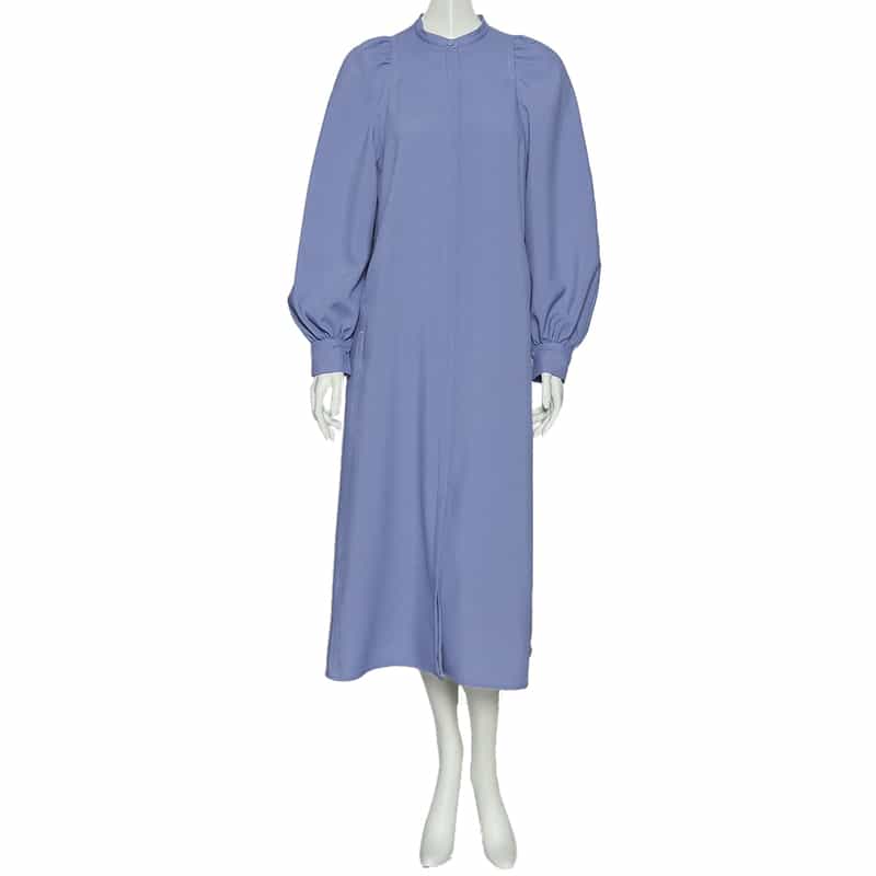 BARNEYS NEW YORK ウォッシャブル スタンドカラードレス BLUE