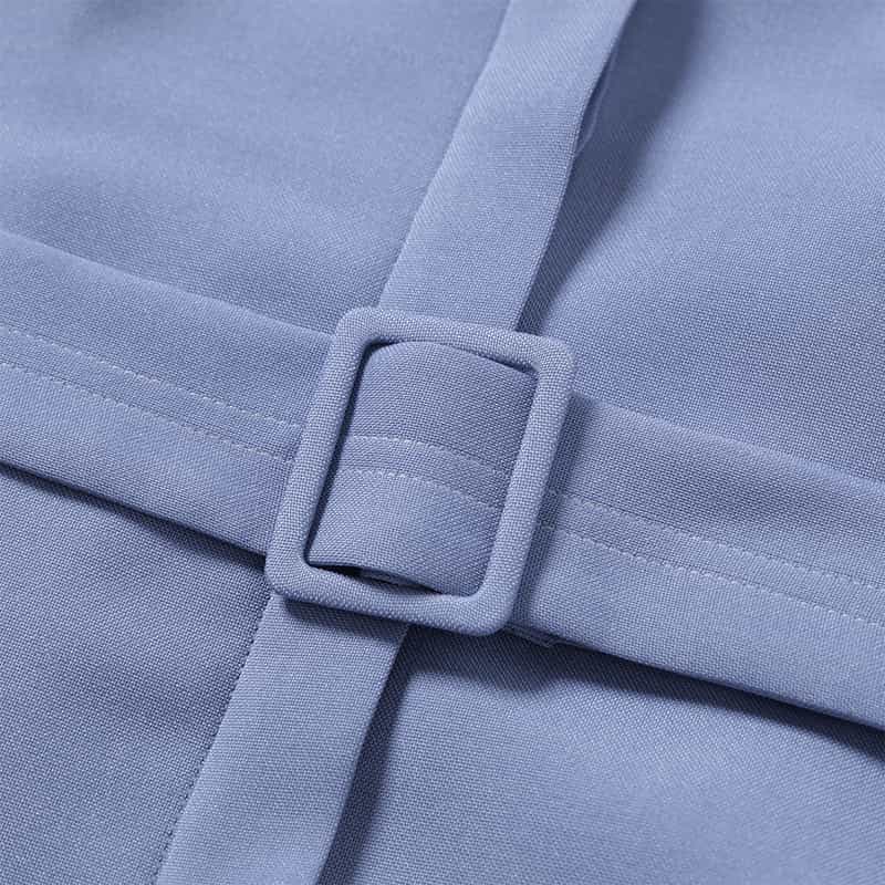 BARNEYS NEW YORK ウォッシャブル スタンドカラードレス BLUE