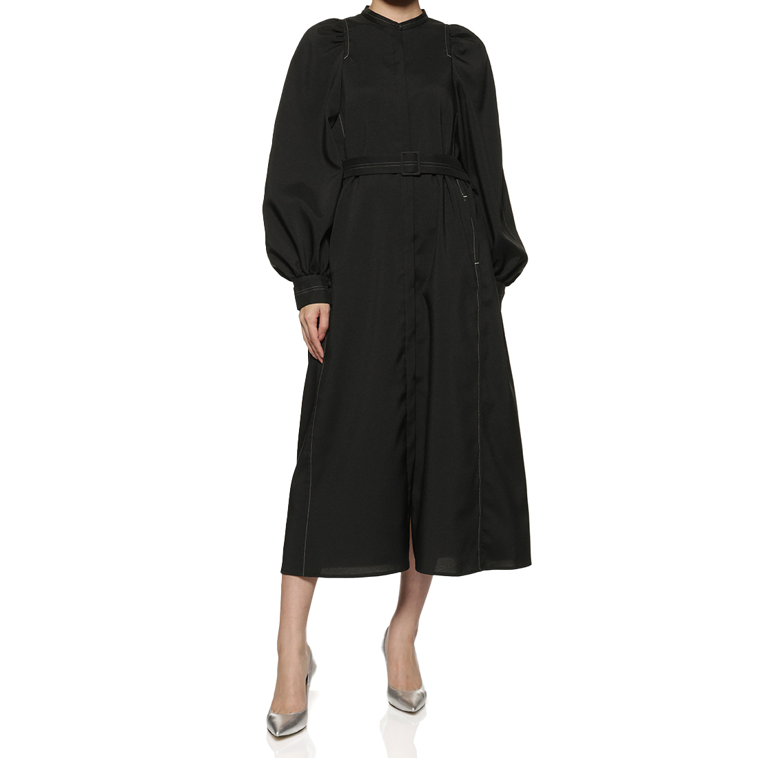 ウォッシャブル スタンドカラードレス