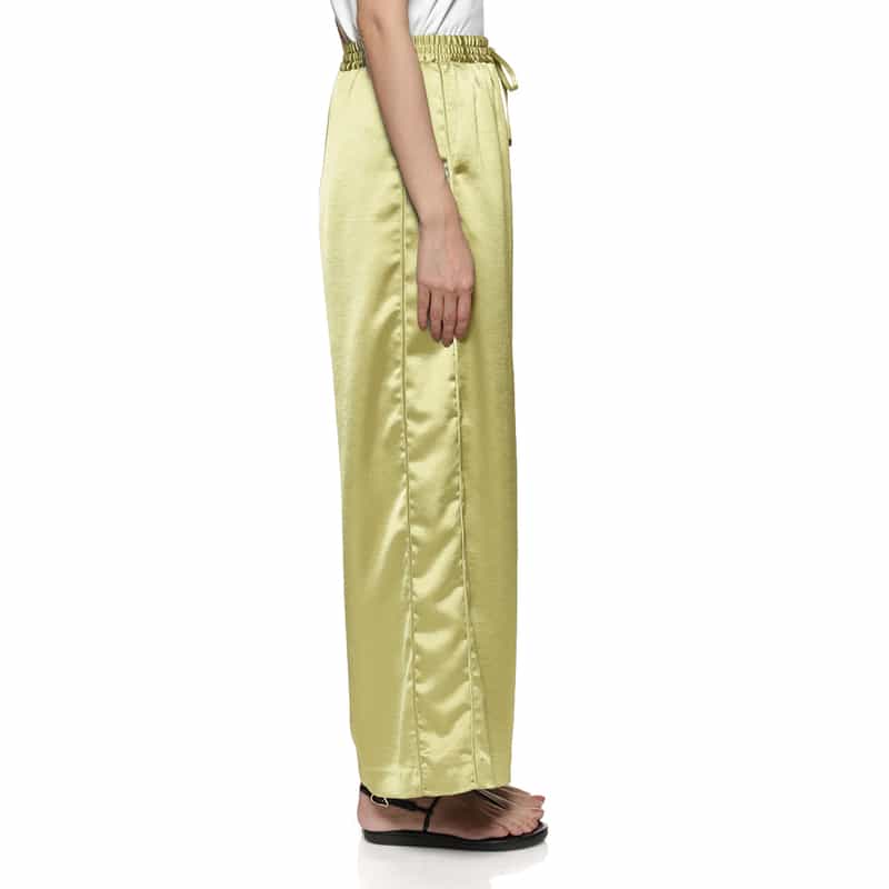 BARNEYS NEW YORK ウォッシャブル サテンワイドシルエットパンツ GREEN