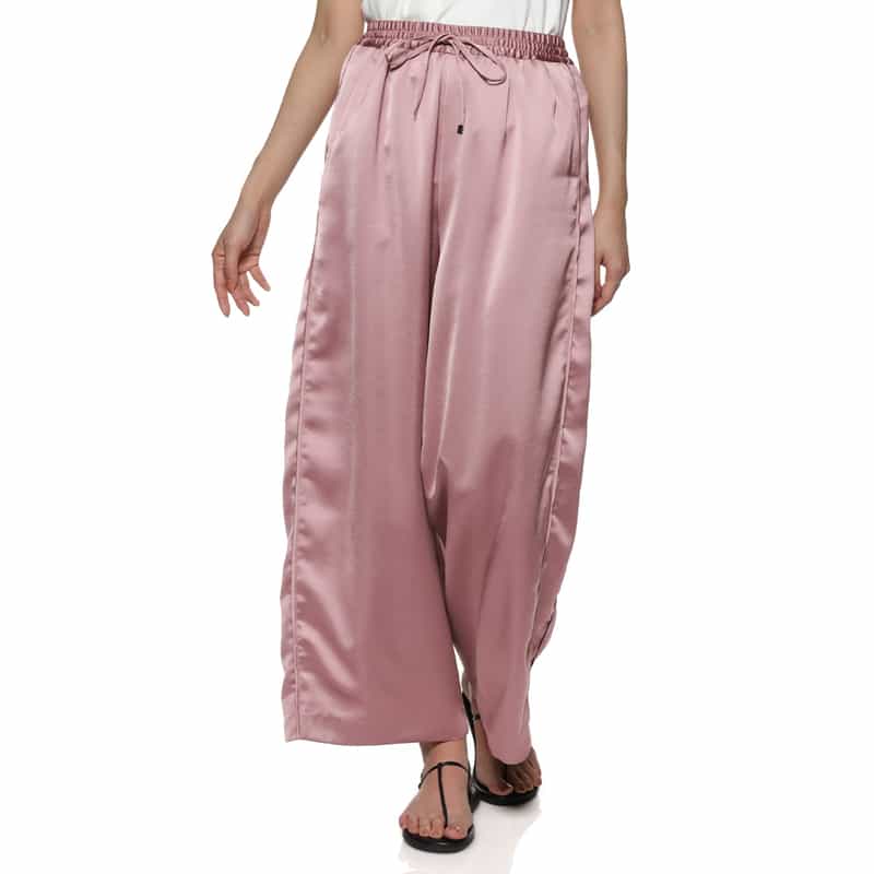 BARNEYS NEW YORK ウォッシャブル サテンワイドシルエットパンツ PINK