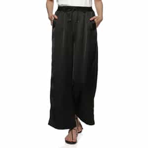 ウォッシャブル サテンワイドシルエットパンツ