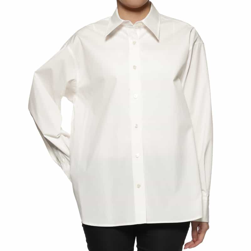 BARNEYS NEW YORK ウォッシャブル レギュラーカラーシャツ WHITE