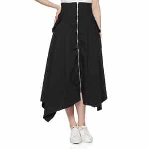 ウォッシャブル フロントジップ アシンメトリーヘムスカート