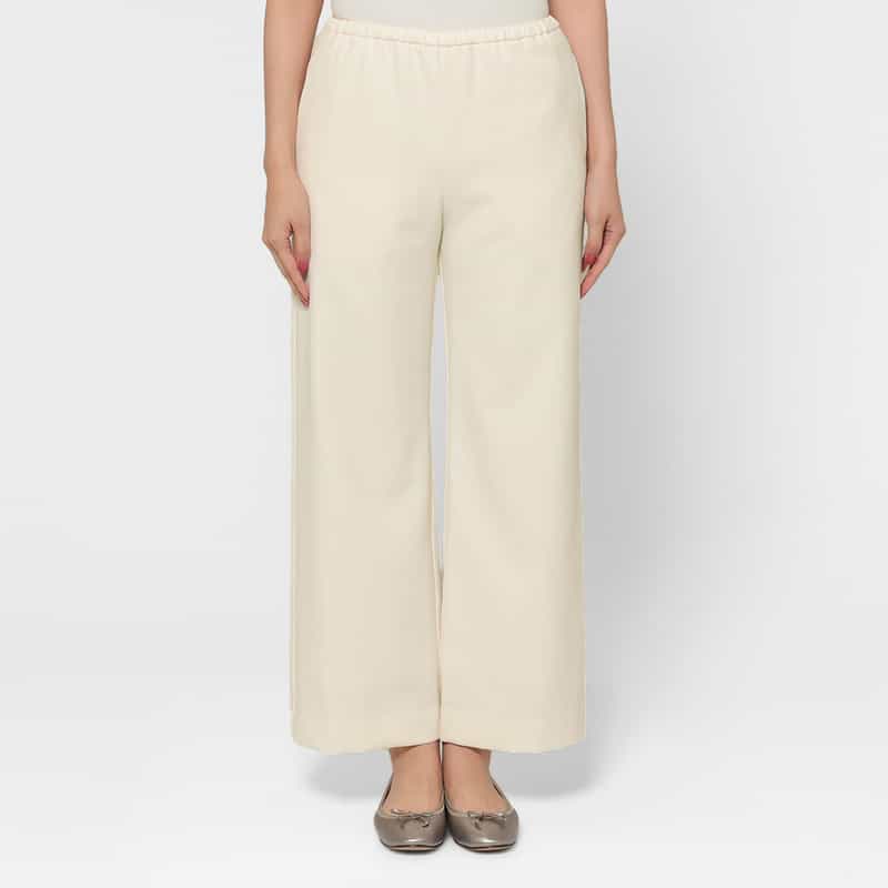 BARNEYS NEW YORK ウォッシャブル ドローストリングワイドパンツ OFF WHITE