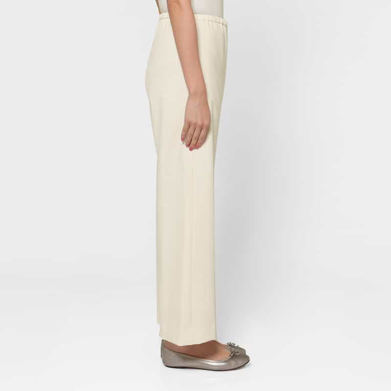 BARNEYS NEW YORK ウォッシャブル ドローストリングワイドパンツ OFF WHITE