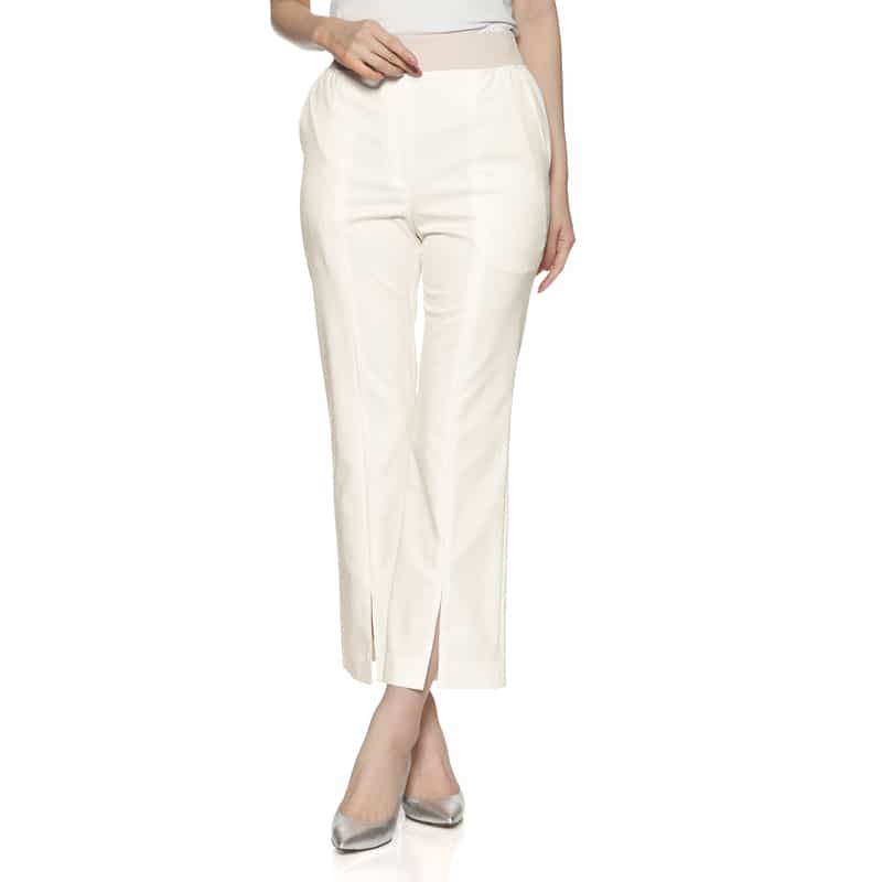 BARNEYS NEW YORK ウォッシャブル フロントスリットパンツ OFF WHITE