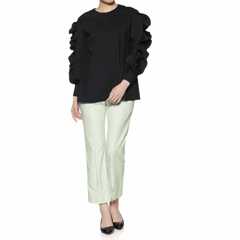 BARNEYS NEW YORK ウォッシャブル フロントスリットパンツ LT GREEN