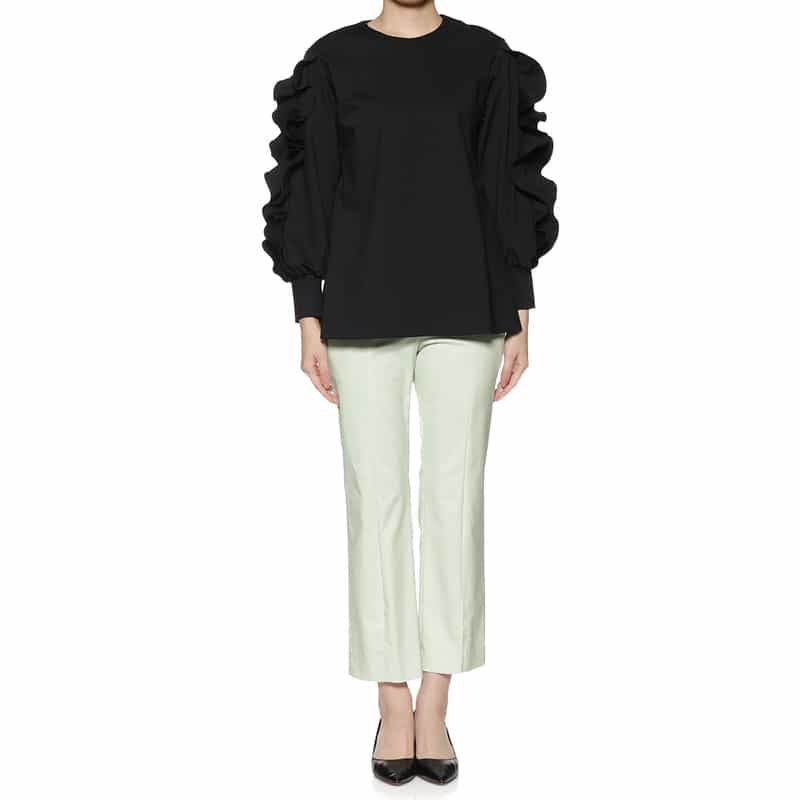 BARNEYS NEW YORK ウォッシャブル フロントスリットパンツ LT GREEN