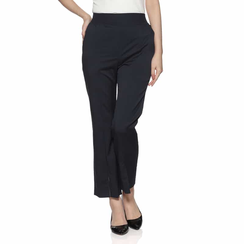 BARNEYS NEW YORK ウォッシャブル フロントスリットパンツ NAVY