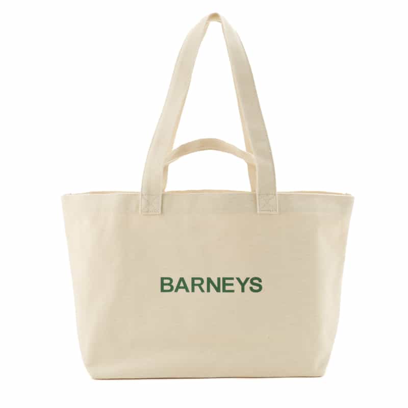 BARNEYS NEW YORK "BARNEYS" ロゴ入り横型2WAYトートバッグ WHITE