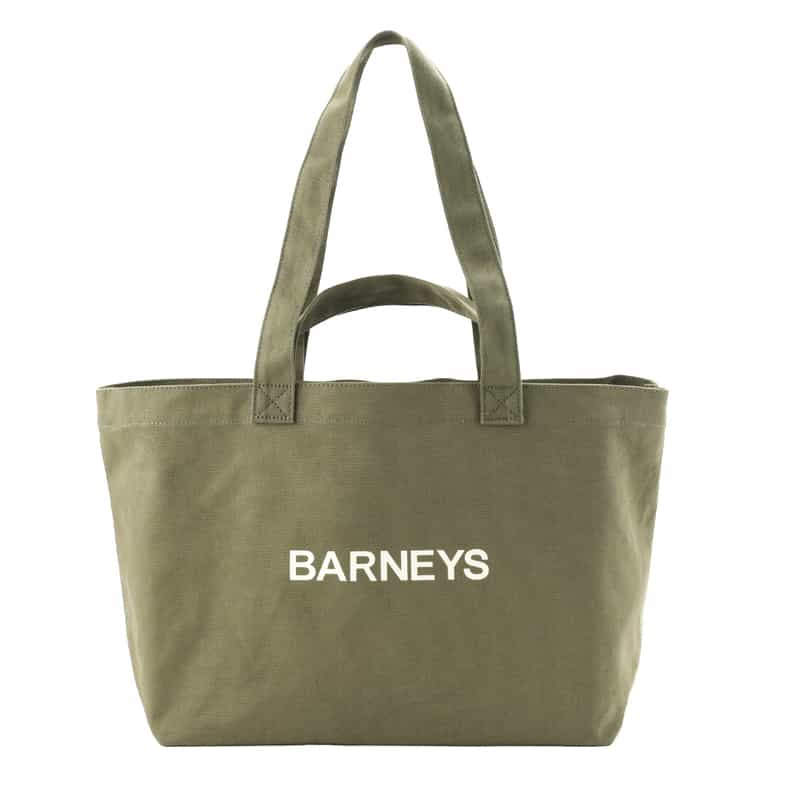 BARNEYS NEW YORK "BARNEYS" ロゴ入り横型2WAYトートバッグ KHAKI