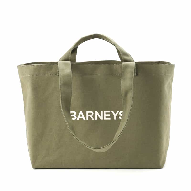 BARNEYS NEW YORK "BARNEYS" ロゴ入り横型2WAYトートバッグ KHAKI