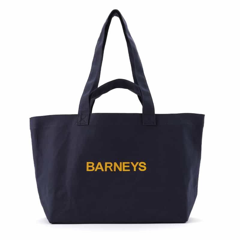 BARNEYS NEW YORK "BARNEYS" ロゴ入り横型2WAYトートバッグ NAVY