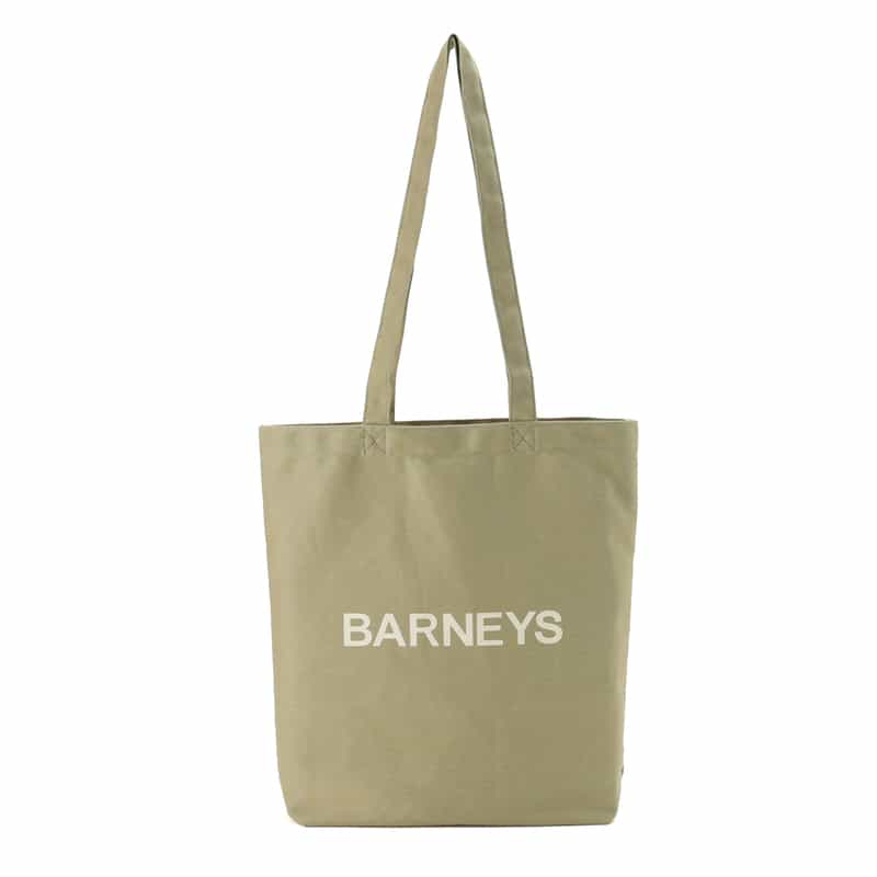 BARNEYS NEW YORK "BARNEYS" ロゴ入り縦型トートバッグ KHAKI