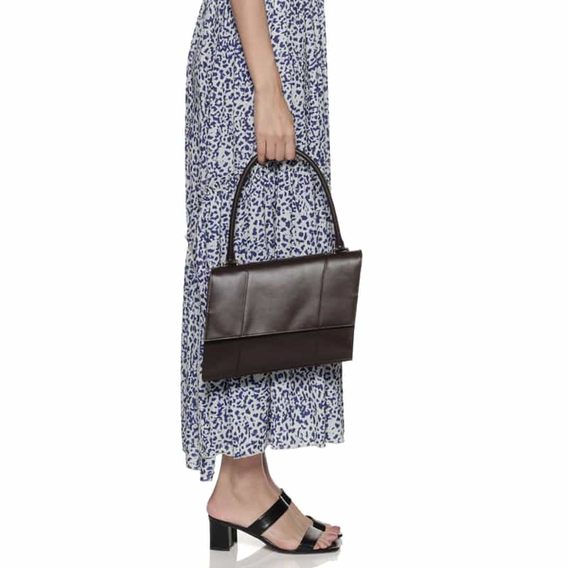 BARNEYS NEW YORK レザー ワンハンドル ハンドバッグ BROWN