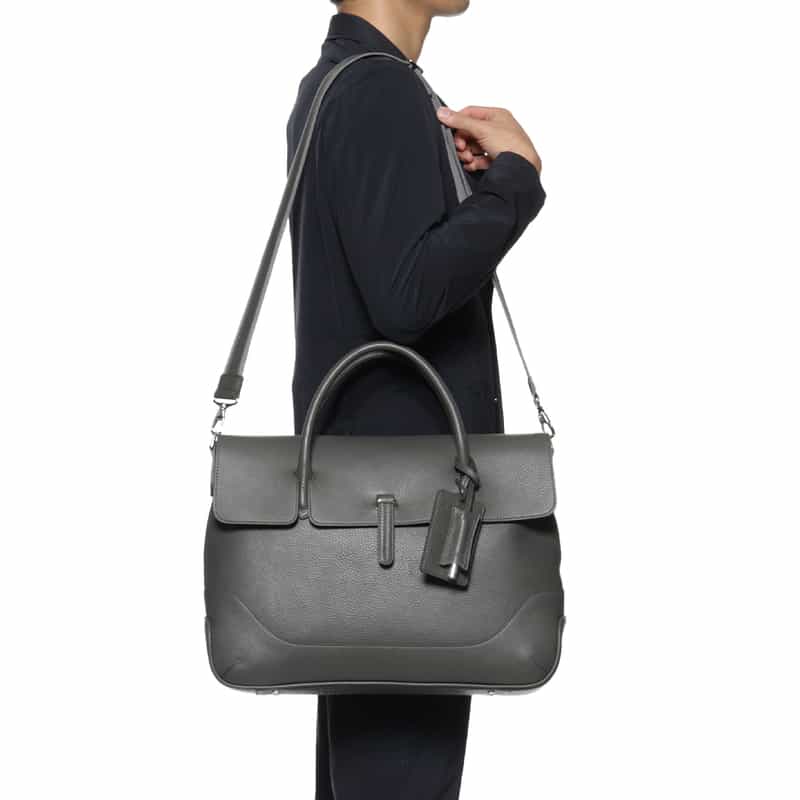 PELLE MORBIDA PELLE MORBIDA＜ペッレ モルビダ＞フラップボストンバッグ GRAY