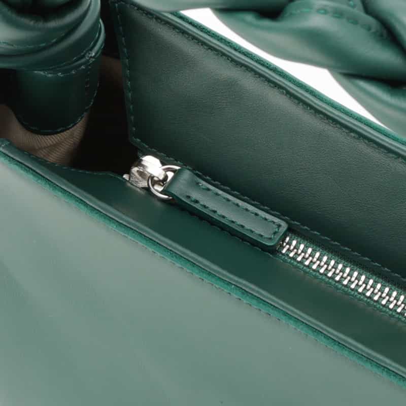 BARNEYS NEW YORK レザー 編み込みハンドル ハンドバッグ GREEN