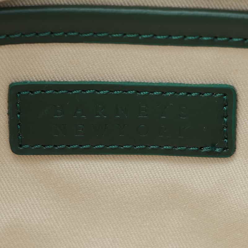 BARNEYS NEW YORK レザー 編み込みハンドル ハンドバッグ GREEN