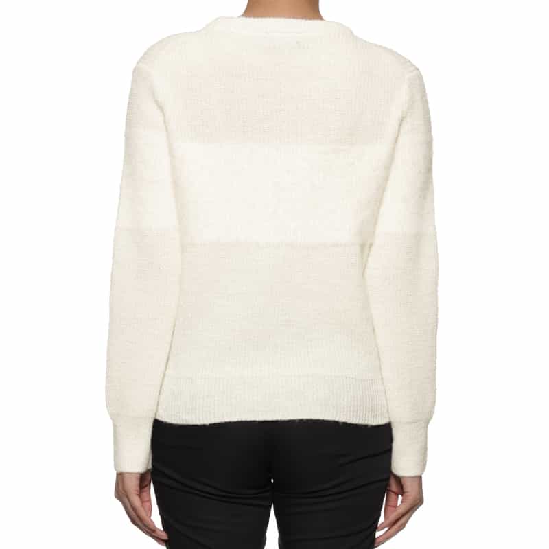 BARNEYS NEW YORK ウォッシャブル コンビネーションボーダーニットプルオーバー WHITE