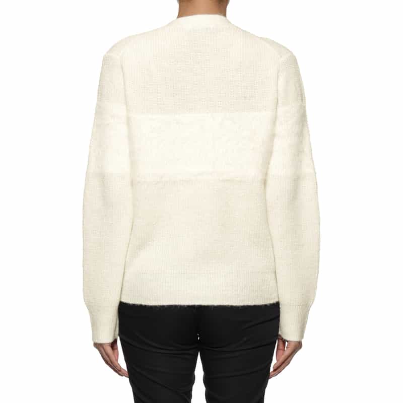 BARNEYS NEW YORK ウォッシャブル コンビネーションボーダーニットカーディガン WHITE