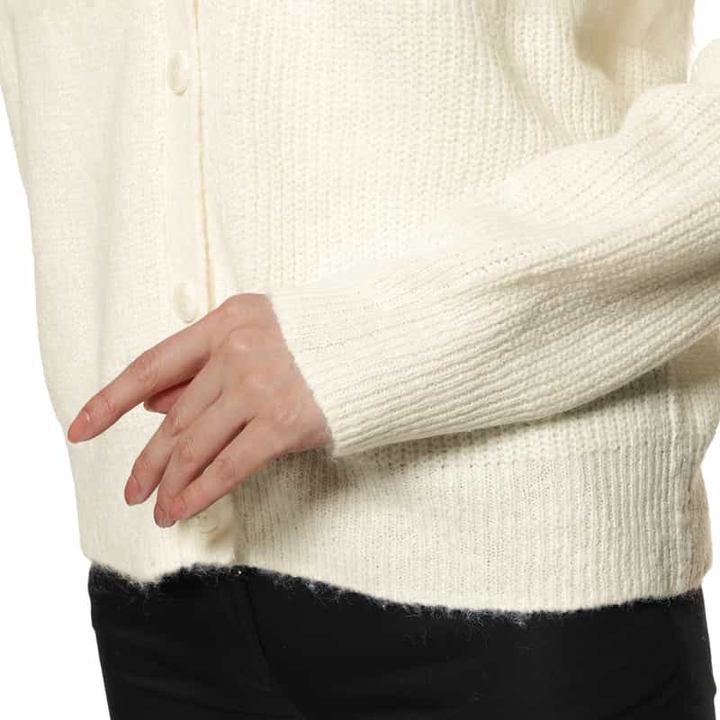 BARNEYS NEW YORK ウォッシャブル コンビネーションボーダーニットカーディガン WHITE