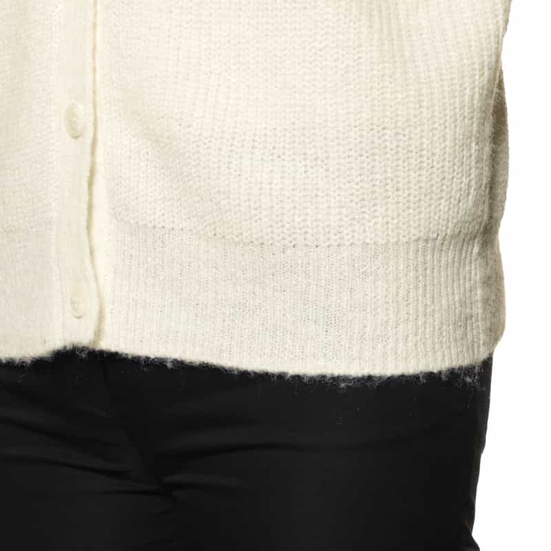 BARNEYS NEW YORK ウォッシャブル コンビネーションボーダーニットカーディガン WHITE