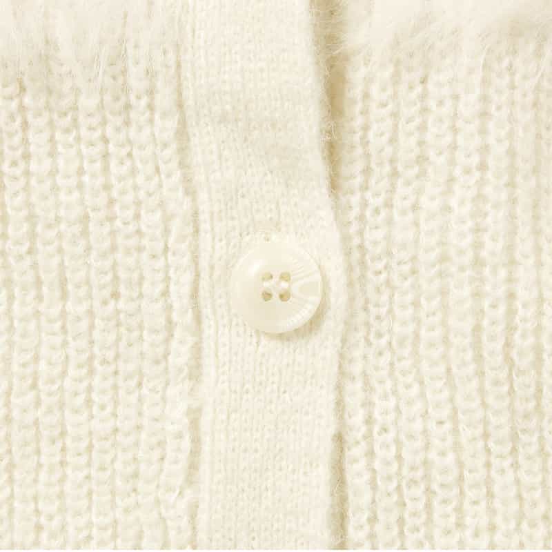 BARNEYS NEW YORK ウォッシャブル コンビネーションボーダーニットカーディガン WHITE